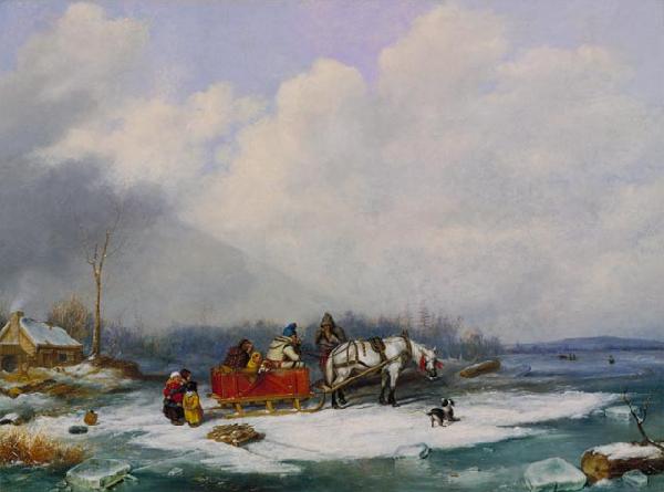 Cornelius Krieghoff Winter Landscape oil painting image